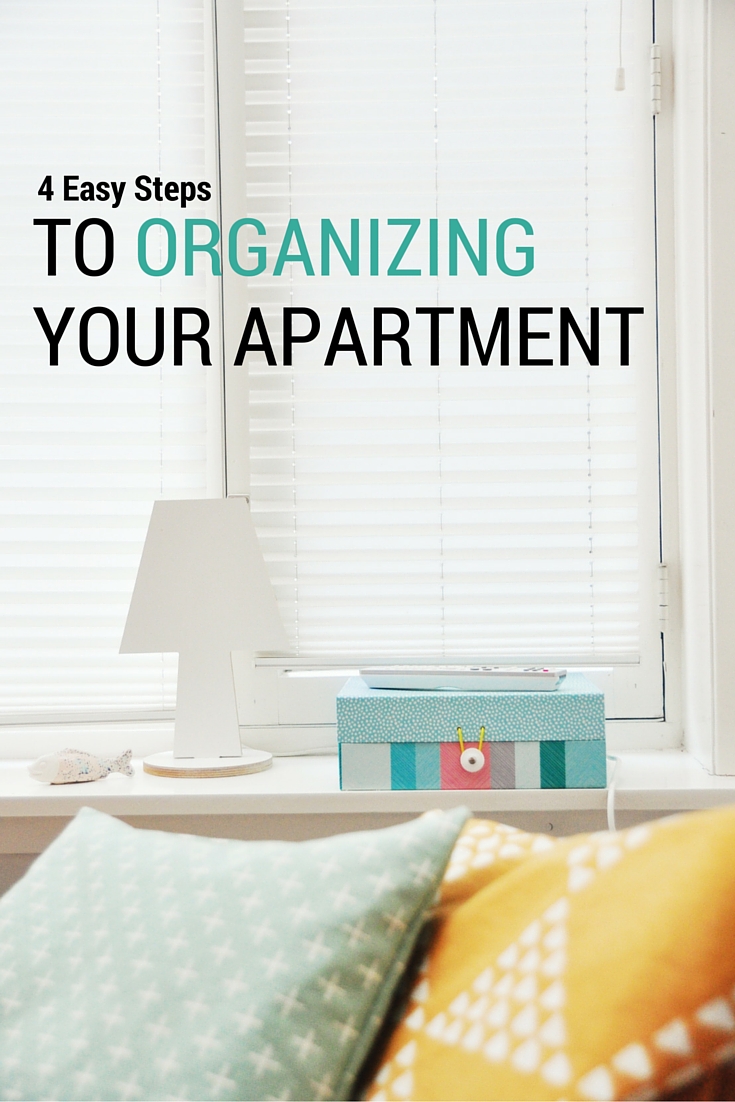 4 Easy Steps to Organizing Your Apartment. Love how she breaks it down into super easy steps. And I absolutely love the awesome DIY ideas to help you get organized, especially the succulent key holder and Ikea hack for organizing your mail. On my to-do list for this weekend!
