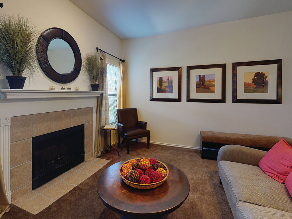 living room at tivoli apartments in dallas texas, an affordable community.