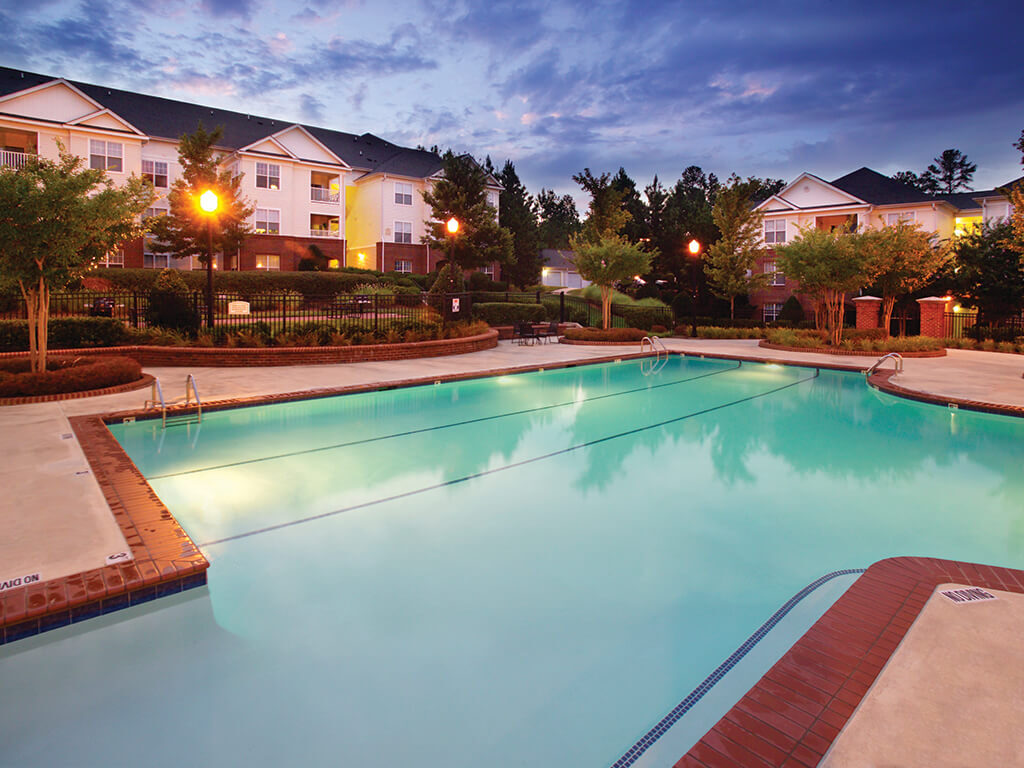 pool at falls pointe apartments in durham, NC, an affordable housing community.